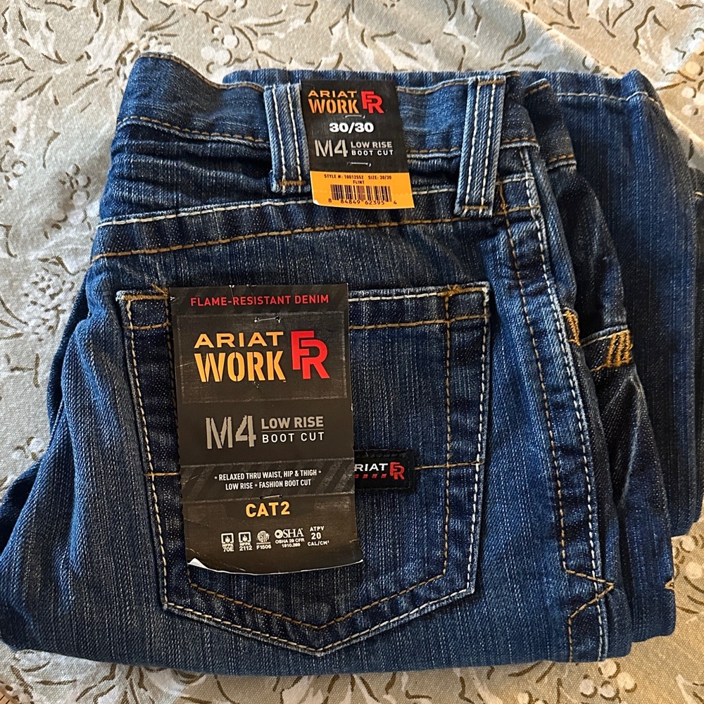 Ariat M4 Flame-Resistant Low Rise Boot Cut Jeans in Blue 30/30 NWT